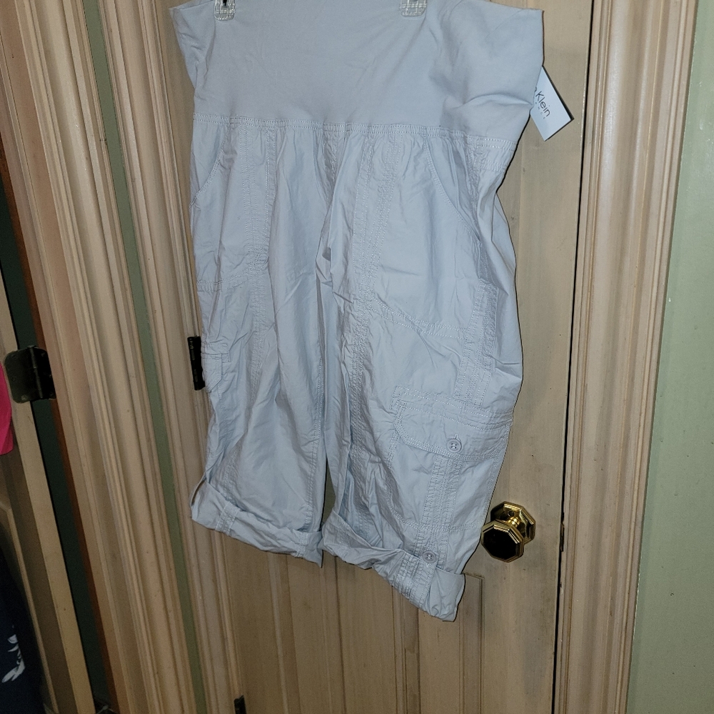 Womens Plus Sz 2X NWT Calvin Klein Gray Cropped Capris Casual Pocket Pants - Picture 8 of 12
